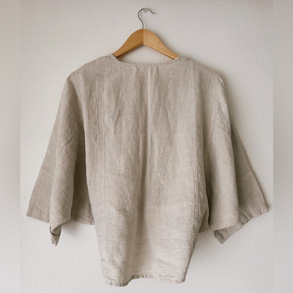 Two Days Off Okasaan Top Natural Linen Large - Picture 2 of 5